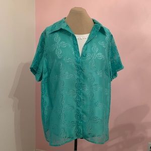 Alfred Dunner short sleeve burnout 2 for 1 blouse